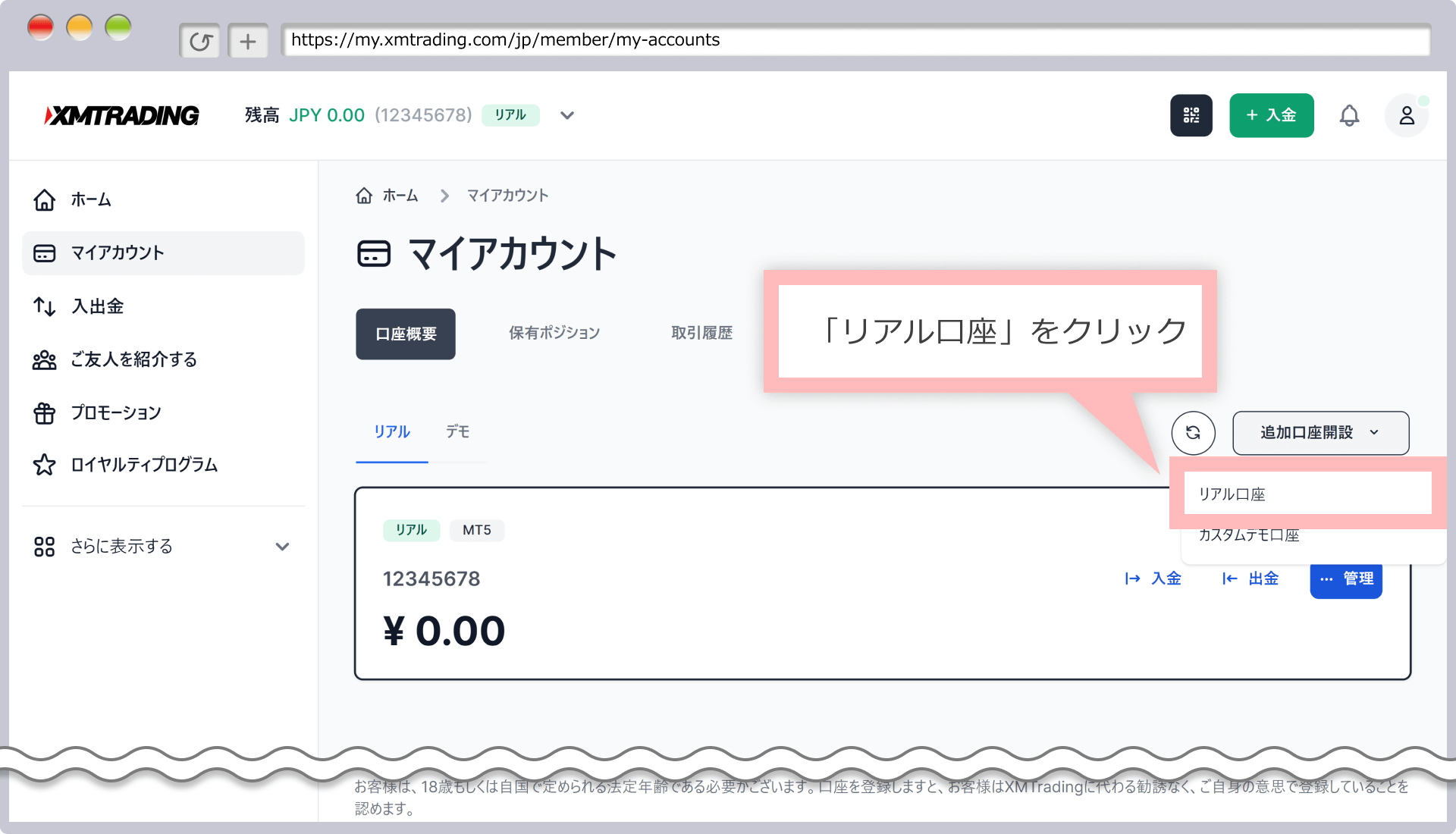 Click "Open an additional account"