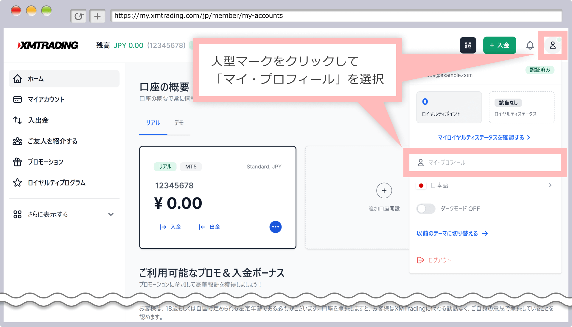 Select "My Account"