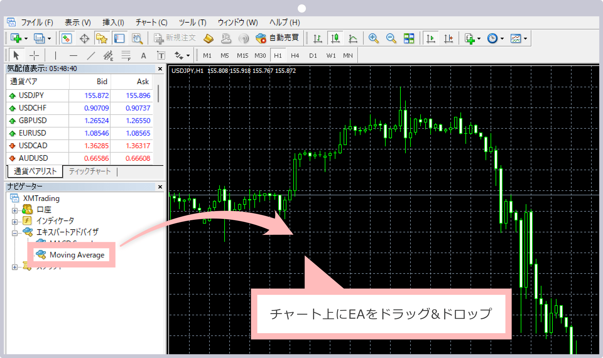 Place the EA on the chart