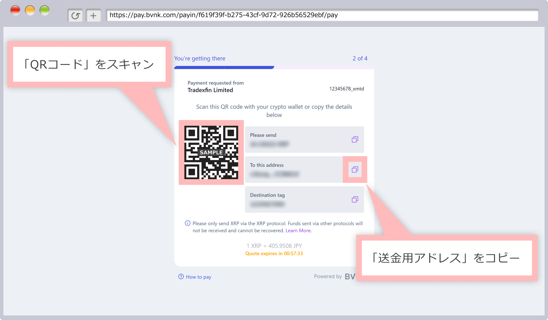 Verifying remittance address