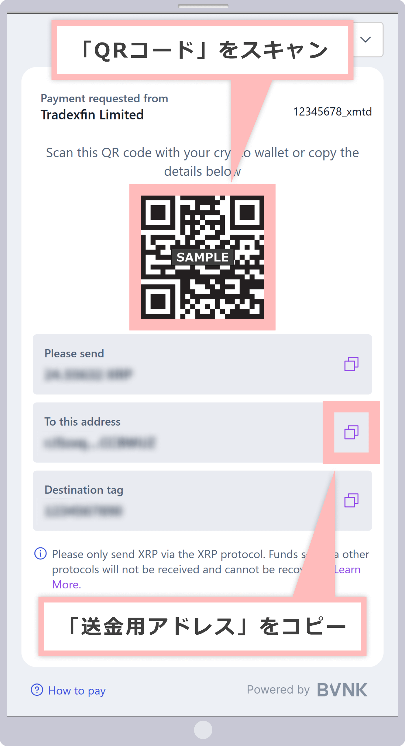 Verifying remittance address