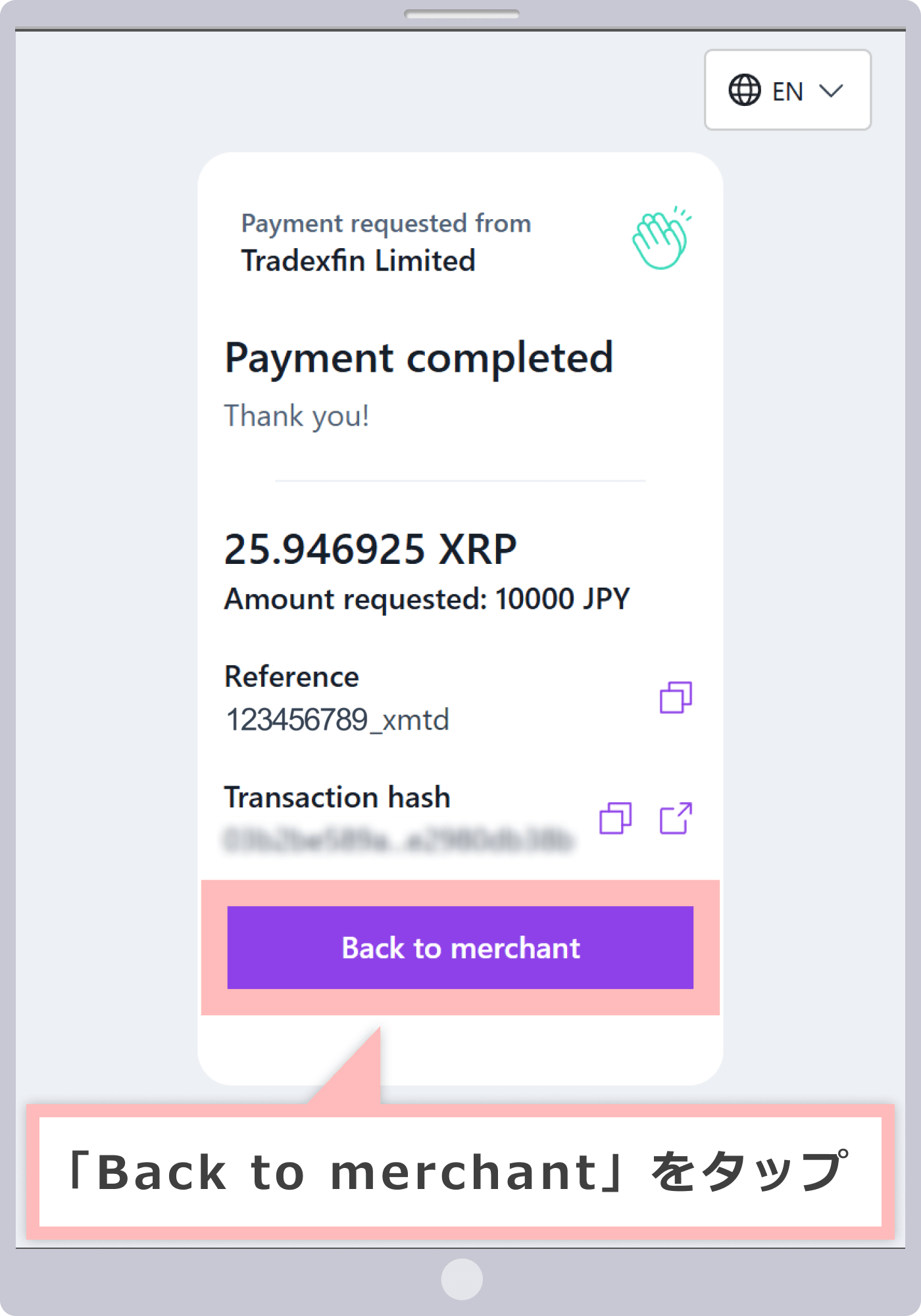 Completing the payment process