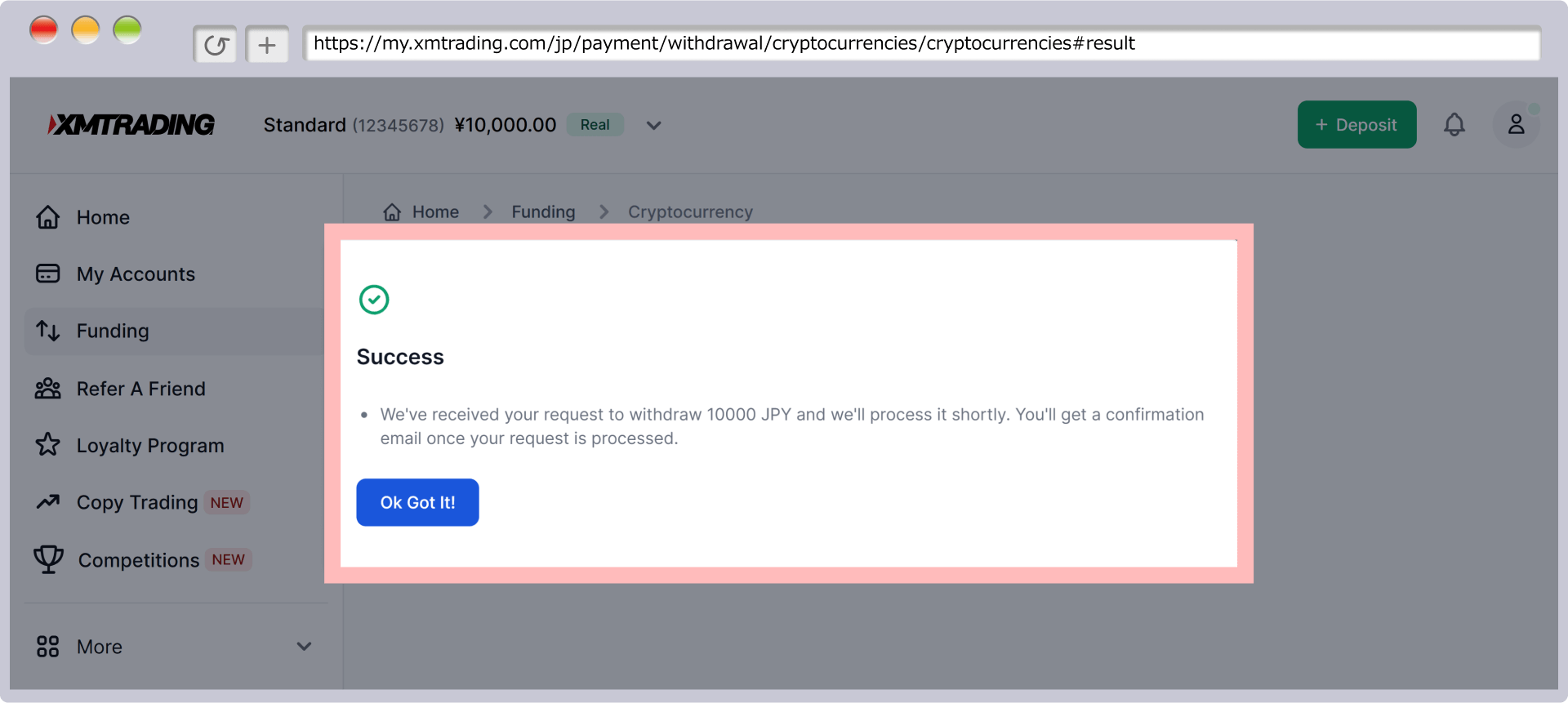 Completing the payment process