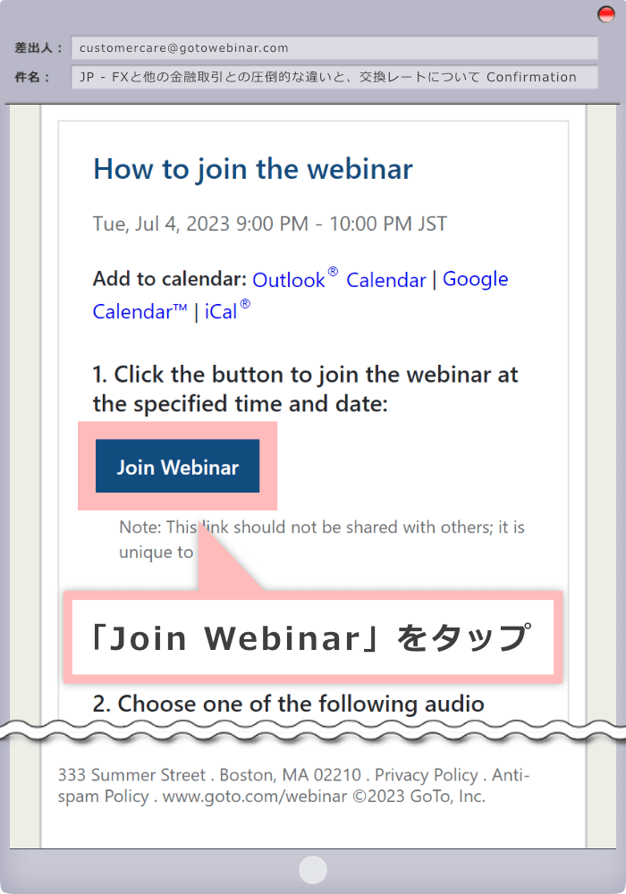 Tap "Join Webinar"