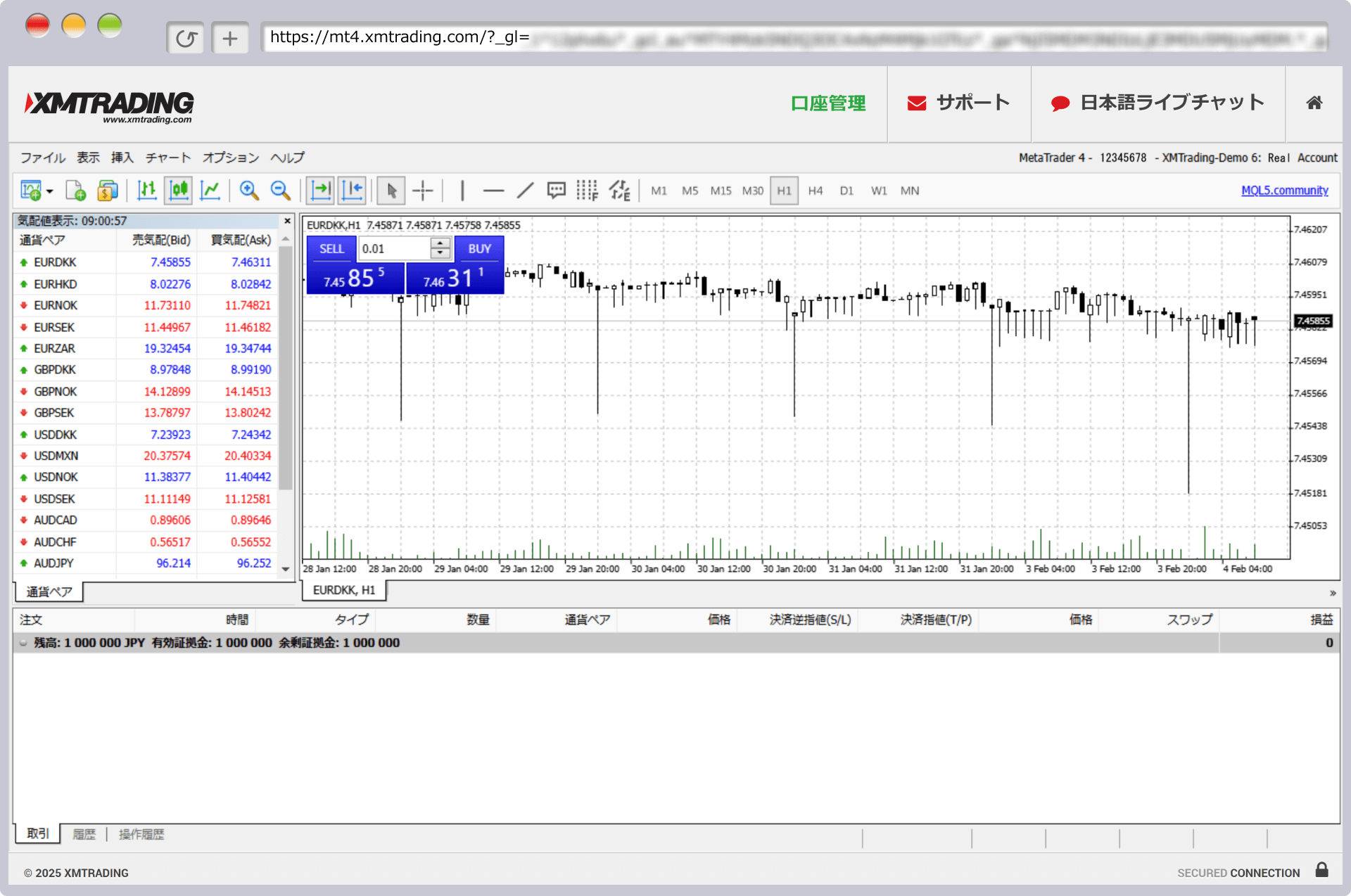 Completed logging in to WebTrader